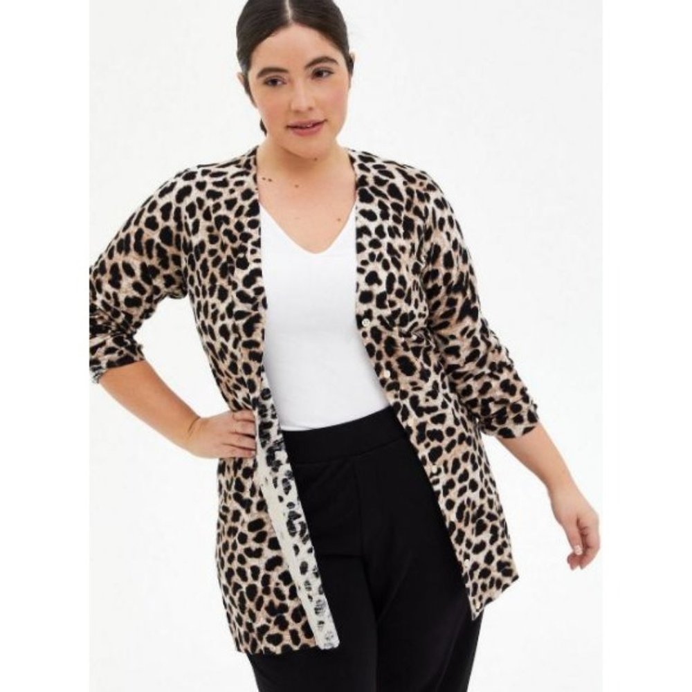 torrid Leopard Print Open Cardigan - Black, Cream, Brown